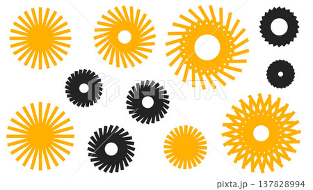 Abstract Geometric Sunburst and Gear Shape Set. Vector Illustration 137828994