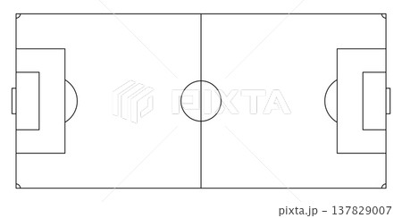Soccer Football Stadium Pitch Field Line Outline Plan for World Cup Competition.Vector Illustration Soccer Football Stadium Pitch Field Line Outline Plan for World Cup Competition.Vector Illustration 137829007