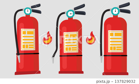 Fire Extinguisher Equipment Flat Illustration for Safety and Protection.Vector Illustration Fire Extinguisher Equipment Flat Illustration for Safety and Protection.Vector Illustration 137829032