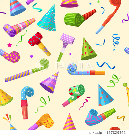 Holiday caps. seamless template with party celebration tools 137829561