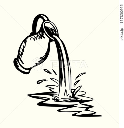 Vector drawing. Water is pouring from a jug Vector drawing. Water is pouring from a jug 137830666