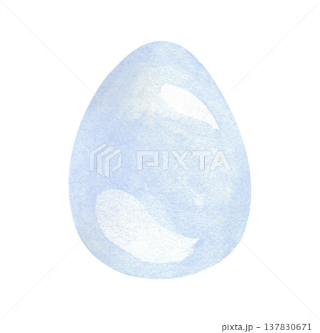 Bright watercolor Easter eggs with delicate illustrations on a white background. Perfect for print design, websites, themed menus, or family dinner invitations. 137830671
