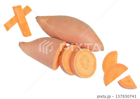 Sweet potato isolated on white background. Top view. Flat lay 137830741