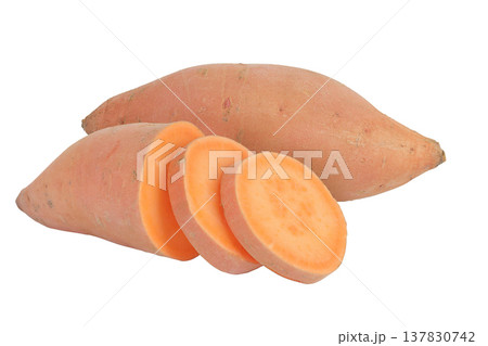 Sweet potato isolated on white background with full depth of field 137830742