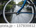 Bicycle parked on a bridge in Amsterdam. 137830812