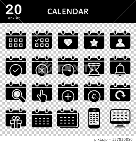 Calendar Silhouette Icon Set Calendar Silhouette Icon Set 137830850