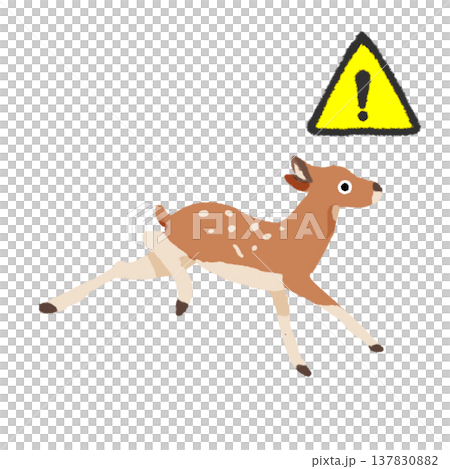 Illustration of a fawn warning; a warning mark for wild animals. Illustration of a fawn warning; a warning mark for wild animals. 137830882