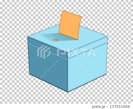 Light blue ballot box flat icon with an orange ballot paper Light blue ballot box flat icon with an orange ballot paper 137831088