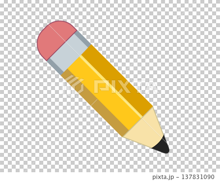 Classic yellow pencil flat icon with pink eraser and graphite tip Classic yellow pencil flat icon with pink eraser and graphite tip 137831090