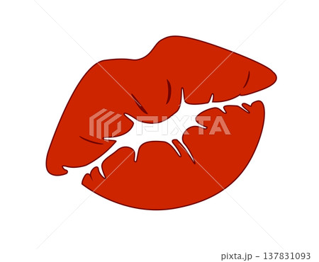 Stylized red lips flat icon with a kiss shape, perfect for romance and beauty themes Stylized red lips flat icon with a kiss shape, perfect for romance and beauty themes 137831093