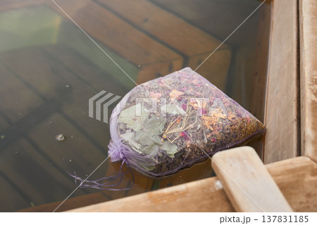 Relaxing Lavender Bath, Serene Home Spa Ambiance, Peaceful Scene With Dried Petals And Gentle Ripples 137831185
