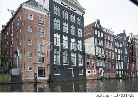 View of Amsterdan waterfront at Prinsengracht canal from a boat 137831429