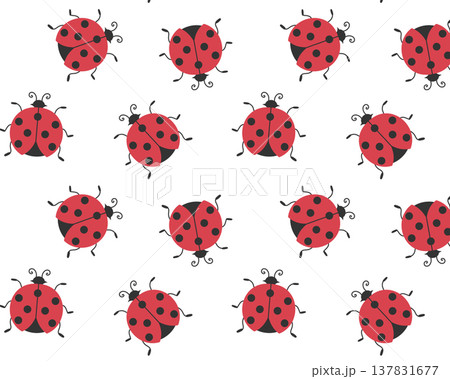 Ladybug pattern. Vector illustration in a flat style. Isolated on a white background Ladybug pattern. Vector illustration in a flat style. Isolated on a white background 137831677
