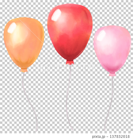 Simple watercolor illustration of balloons (warm colors) 137832018