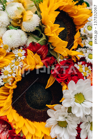 Amazing flowers in a autumn bouquet. Flowers background. 137832067