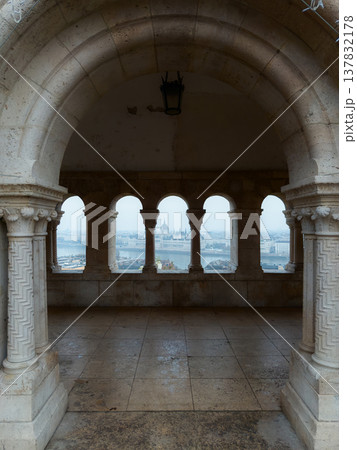 Budapest Parliament Seen Through Arches 137832178