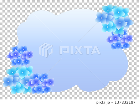 藍色繡球花雲狀邊框、留言框、標題列、透明圖像 藍色繡球花雲狀邊框、留言框、標題列、透明圖像 137832187