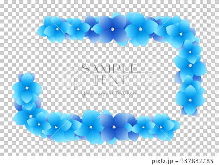 Blue hydrangea corner frame, L-shaped design, corner ornament, transparent image 137832285