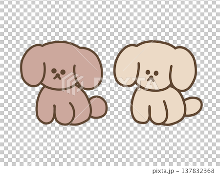 並んで座るかわいい犬たちのイラスト 137832368