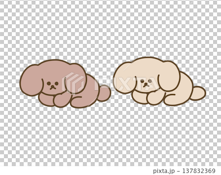 並んでくつろぐかわいい犬たちのイラスト 137832369