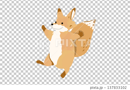 A hand-drawn watercolor-style illustration of a fox character happily jumping. A hand-drawn watercolor-style illustration of a fox character happily jumping. 137833102