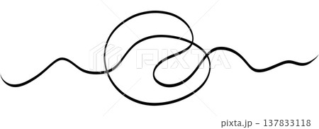 Abstract tangled cable squiggle forming loose ball of lines. Thin black thread loops and overlaps for dynamic chaos 137833118