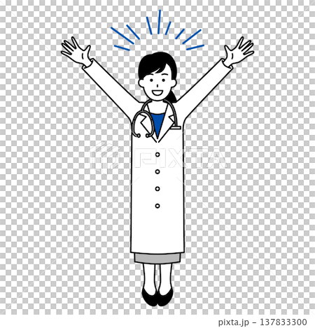Female doctor cheering (full body) Female doctor cheering (full body) 137833300