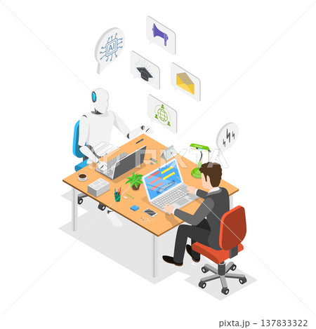 3D Isometric Flat Vector Illustration of AI Sales Improvement, Increase Revenue, Investment or Growing Sales. Item 3 3D Isometric Flat Vector Illustration of AI Sales Improvement, Increase Revenue, Investment or Growing Sales. Item 3 137833322