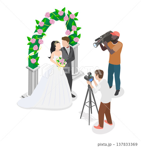 3D Isometric Flat Vector Illustration of Photo And Video Shooting, Paparazzi, Journalism Events. Item 2 137833369