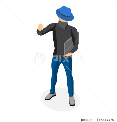 3D Isometric Flat Vector Illustration of Hackers Classification, Digital Security, Online Threats. Item 3 137833370