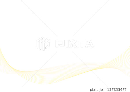 シンプルな黄色イエローの曲線ウェーブ背景 137833475