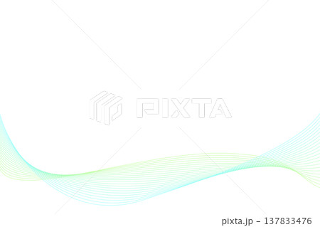 爽やかな新緑色の曲線ウェーブ背景　水色ブルー　緑色グリーン 137833476