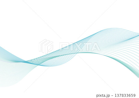 水色ブルーの流れる抽象的な曲線の背景　ブルーグリーン 137833659