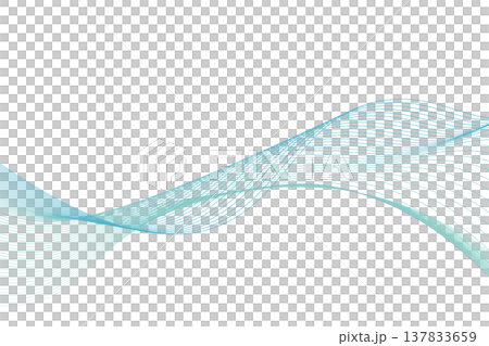 水色ブルーの流れる抽象的な曲線の背景　ブルーグリーン 137833659