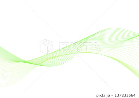 爽やかな緑色グリーンの抽象的な曲線ウェーブ背景 137833664