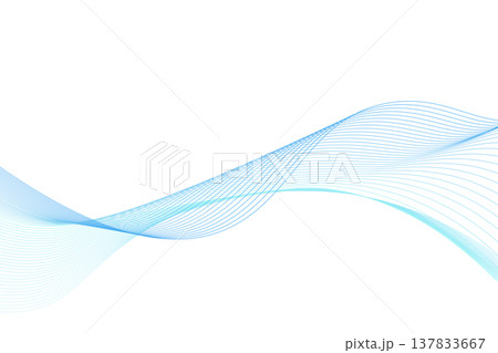 水色の流れる抽象的な曲線の背景ウェーブ　青色ブルー 137833667