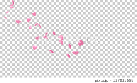 白い背景を舞う3Dハートの背景素材 抽象背景：恋愛・感謝・お祝い・バレンタイン・ウェディング 137833689