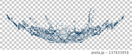 白背景にダイナミックな形状の抽象的な青い水しぶきの3dイラスト 137833858