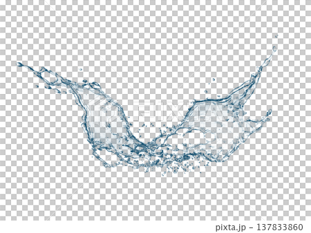 白背景にダイナミックな形状の抽象的な青い水しぶきの3dイラスト 白背景にダイナミックな形状の抽象的な青い水しぶきの3dイラスト 137833860