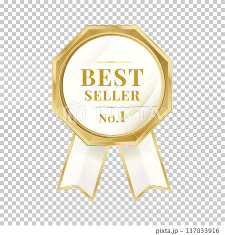 暢銷榜第一名金牌獎章（高級獎牌，帶絲帶） 137833916