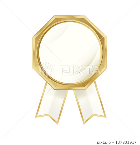 空白のゴールドアワードバッジ（リボン付きラベルテンプレート） 137833917