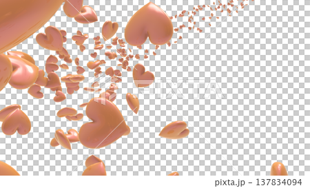白色背景上的3D立體愛心舞動 抽象背景：愛、感恩、慶祝、情人節、婚禮 137834094