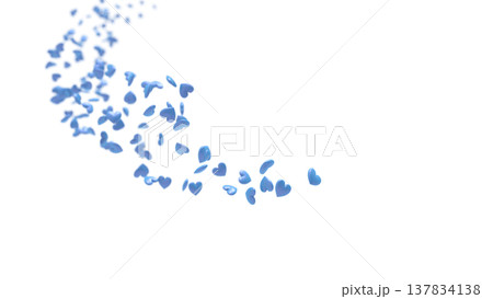 白い背景を舞う3Dハートの背景素材 抽象背景：恋愛・感謝・お祝い・バレンタイン・ウェディング 137834138