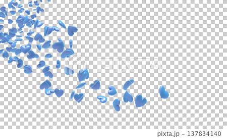 白い背景を舞う3Dハートの背景素材 抽象背景：恋愛・感謝・お祝い・バレンタイン・ウェディング 137834140