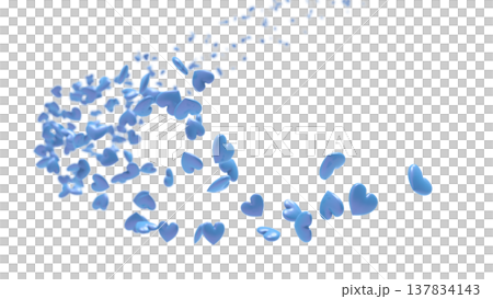 白い背景を舞う3Dハートの背景素材 抽象背景：恋愛・感謝・お祝い・バレンタイン・ウェディング 137834143