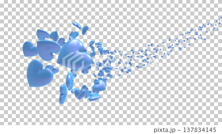 白い背景を舞う3Dハートの背景素材 抽象背景：恋愛・感謝・お祝い・バレンタイン・ウェディング 137834145