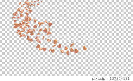 白い背景を舞う3Dハートの背景素材 抽象背景：恋愛・感謝・お祝い・バレンタイン・ウェディング 137834151