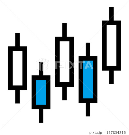 ローソク足チャートのビジネスアイコン（2色・青・株価・FX・資産運用・金融） 137834216