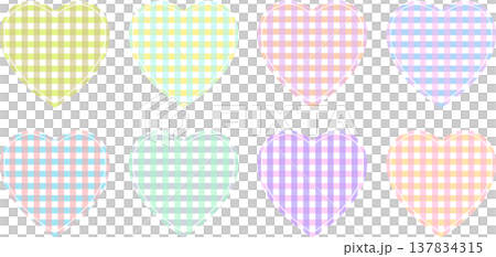 彩色方格心形圖示集，柔和色調 137834315