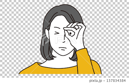 一位仔細觀察並思考的女性的插圖 一位仔細觀察並思考的女性的插圖 137834384